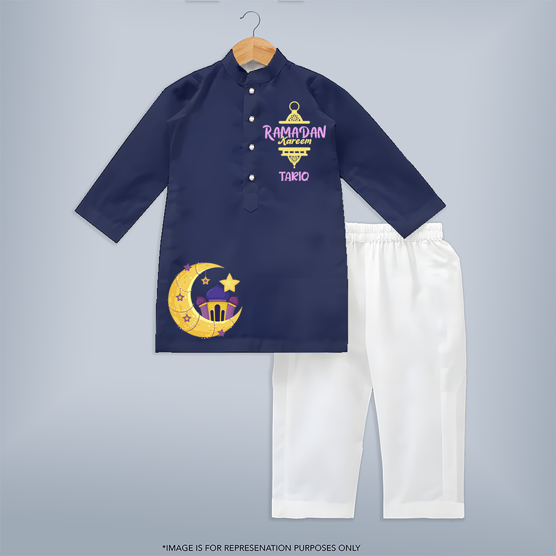 Embrace The Spirit Of Ramadan With Our Customized Kurta Set With Kids Name - NAVY BLUE - 3 - 6 Months Old (Chest 24", Kurta Length 14'', Waist 19", Pant Length 14")