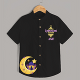 Ramadan Kareem Crescent Moon Personalised Kids Shirt - BLACK - 0 - 6 Months Old (Chest 23")