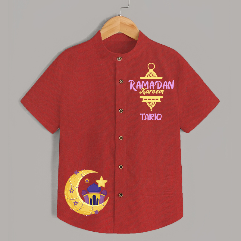 Embrace The Spirit Of Ramadan With Our Customized Shirt With Kids Name - RED - 0 - 6 Months Old (Chest 23")