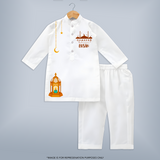 Ramadan Lantern Glow Personalised Kids Kurta with Name - WHITE - 3 - 6 Months Old (Chest 24", Kurta Length 14'', Waist 19", Pant Length 14")