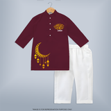 Ramadan Vibes: Wear Your Faith With Pride With A Customized Kurta Set With Kids Name - MAROON - 3 - 6 Months Old (Chest 24", Kurta Length 14'', Waist 19", Pant Length 14")