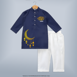 Ramadan Vibes: Wear Your Faith With Pride With A Customized Kurta Set With Kids Name - NAVY BLUE - 3 - 6 Months Old (Chest 24", Kurta Length 14'', Waist 19", Pant Length 14")