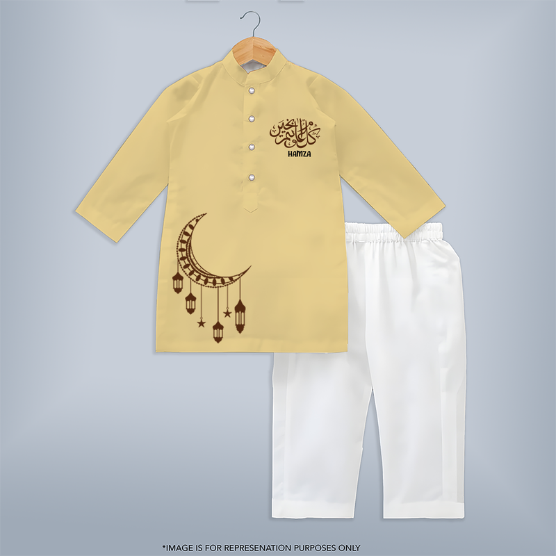 Ramadan Vibes: Wear Your Faith With Pride With A Customized Kurta Set With Kids Name - YELLOW - 3 - 6 Months Old (Chest 24", Kurta Length 14'', Waist 19", Pant Length 14")