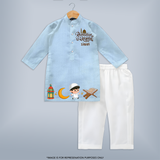 Stay Blessed And Stylish This Ramadan With A Customized Kurta Set With Kids Name - SKY BLUE - 3 - 6 Months Old (Chest 24", Kurta Length 14'', Waist 19", Pant Length 14")