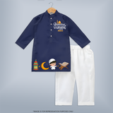 Stay Blessed And Stylish This Ramadan With A Customized Kurta Set With Kids Name - NAVY BLUE - 3 - 6 Months Old (Chest 24", Kurta Length 14'', Waist 19", Pant Length 14")