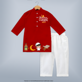 Stay Blessed And Stylish This Ramadan With A Customized Kurta Set With Kids Name - RED - 3 - 6 Months Old (Chest 24", Kurta Length 14'', Waist 19", Pant Length 14")