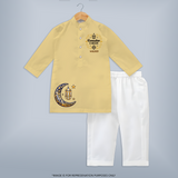 Luxury Ramadan Crescent Personalised Kids Kurta - PASTEL YELLOW - 3 - 6 Months Old (Chest 24", Kurta Length 14'', Waist 19", Pant Length 14")