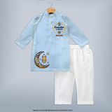 Fasting, Faith, And Fashion Ð Celebrate Ramadan With A Customized Kurta Set With Kids Name - SKY BLUE - 3 - 6 Months Old (Chest 24", Kurta Length 14'', Waist 19", Pant Length 14")