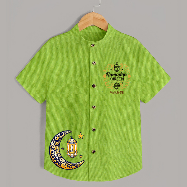 Luxury Ramadan Crescent Personalised Kids Shirt - LIME GREEN - 0 - 6 Months Old (Chest 23")