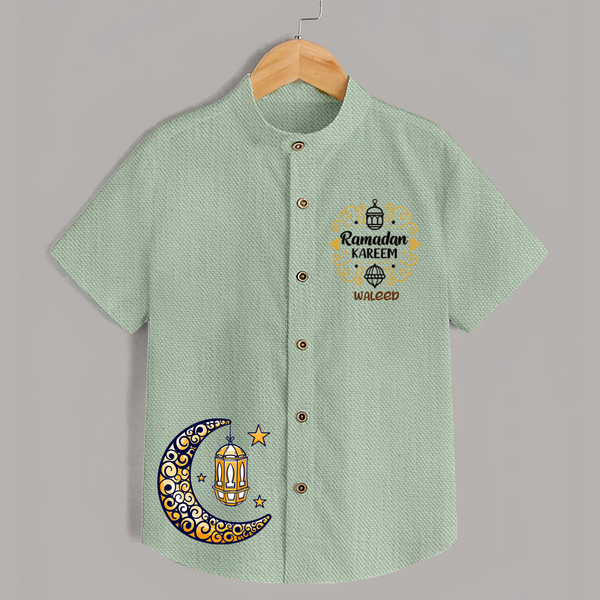 Luxury Ramadan Crescent Personalised Kids Shirt - MINT GREEN - 0 - 6 Months Old (Chest 23")
