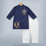 Fasting, Faith, And Fashion Ð Celebrate Ramadan With A Customized Kurta Set With Kids Name - NAVY BLUE - 3 - 6 Months Old (Chest 24", Kurta Length 14'', Waist 19", Pant Length 14")