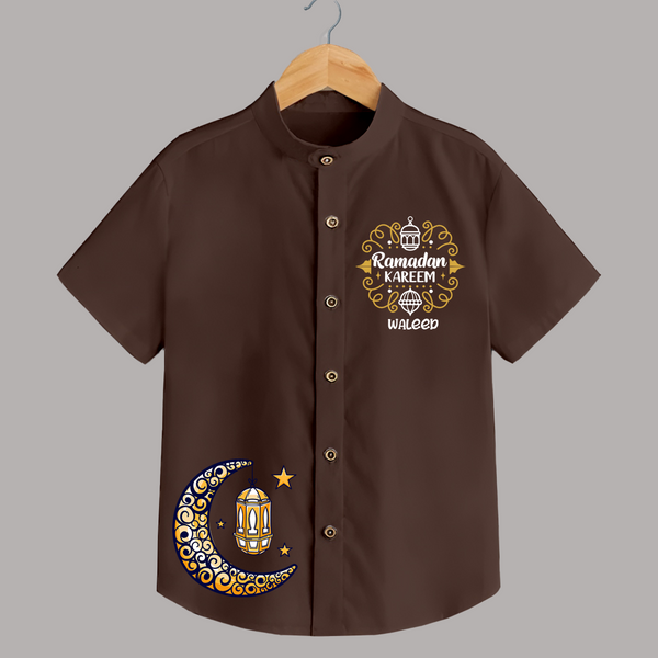 Luxury Ramadan Crescent Personalised Kids Shirt - CHOCOLATE BROWN - 0 - 6 Months Old (Chest 23")