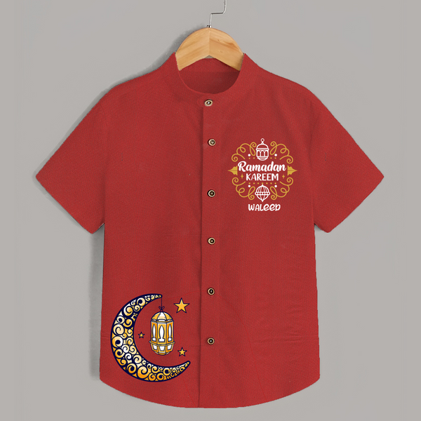 Luxury Ramadan Crescent Personalised Kids Shirt - RED - 0 - 6 Months Old (Chest 23")