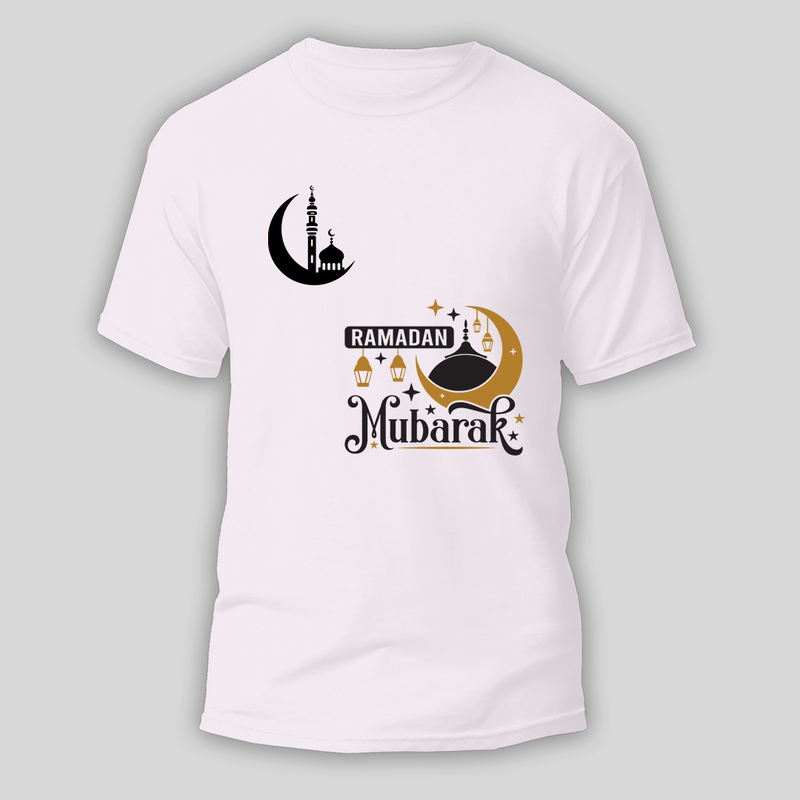 Ramadan Mubarak - A Month of Blessings With Our T-Shirt For Adult - WHITE - S (Chest 19")