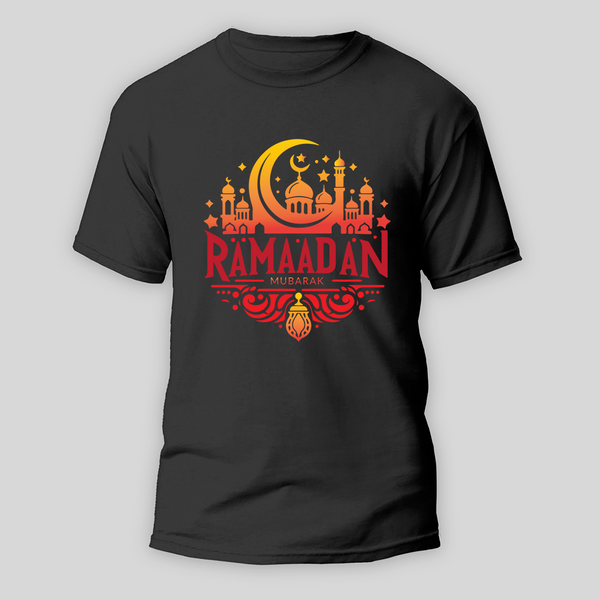 Ramadan Mubarak - Faith, Fasting & Family With Our T-Shirt For Adult - BLACK - S (Chest 19")