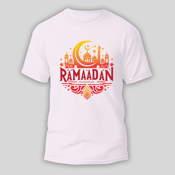 Ramadan Mubarak - Faith, Fasting & Family With Our T-Shirt For Adult - WHITE - S (Chest 19")