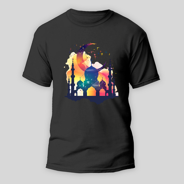 Ramadan Mubarak - Prayers and Peace With Our T-Shirt For Adult - BLACK - S (Chest 19")