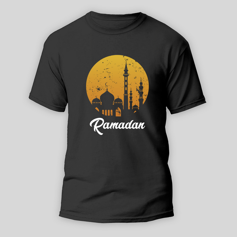 Ramadan Mubarak - The Joy of Suhoor & Iftar With Our T-Shirt For Adult  - BLACK - S (Chest 19")