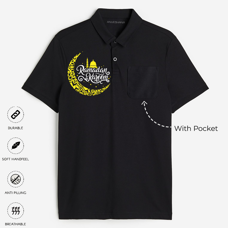 Ramadan Kareem - A Heart Full of Gratitude With Our Polo T-Shirt For Adult - BLACK - Small (Chest 19")