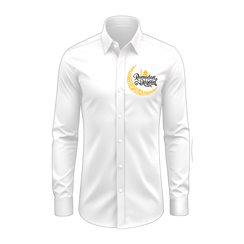 Ramadan Kareem - A Heart Full of Gratitude With Our Collared Full Sleeve Shirt For Adult - WHITE - S (Chest 40")