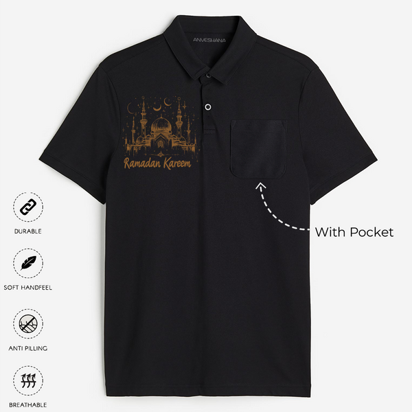 Ramadan Kareem - May Your Prayers Be Answered With Our Polo T-Shirt For Adult - BLACK - Small (Chest 19")