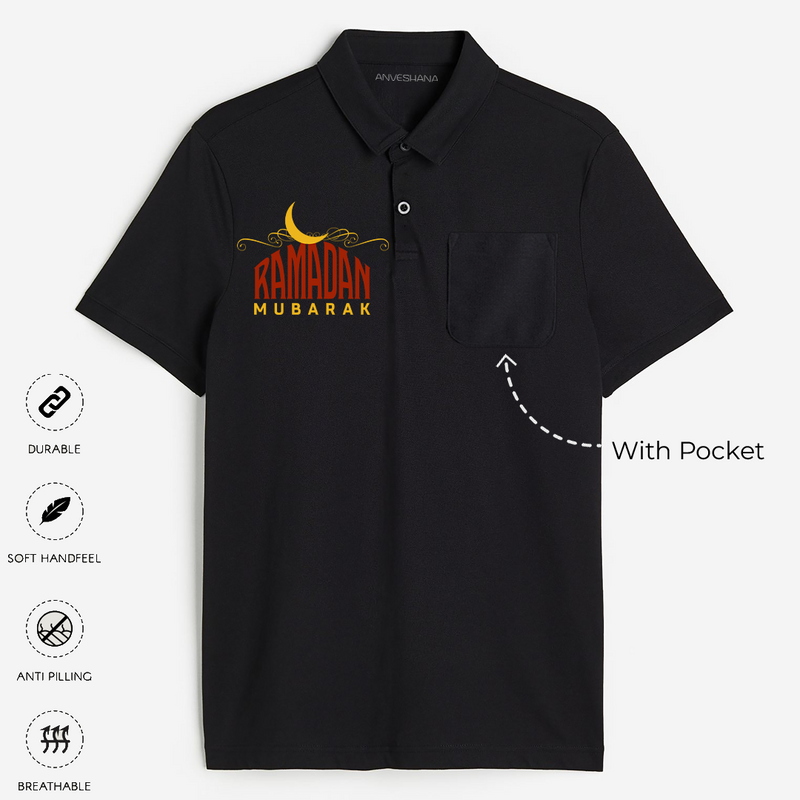 Ramadan Mubarak - Embracing Peace & Kindness With Our Polo T-Shirt For Adult - BLACK - Small (Chest 19")