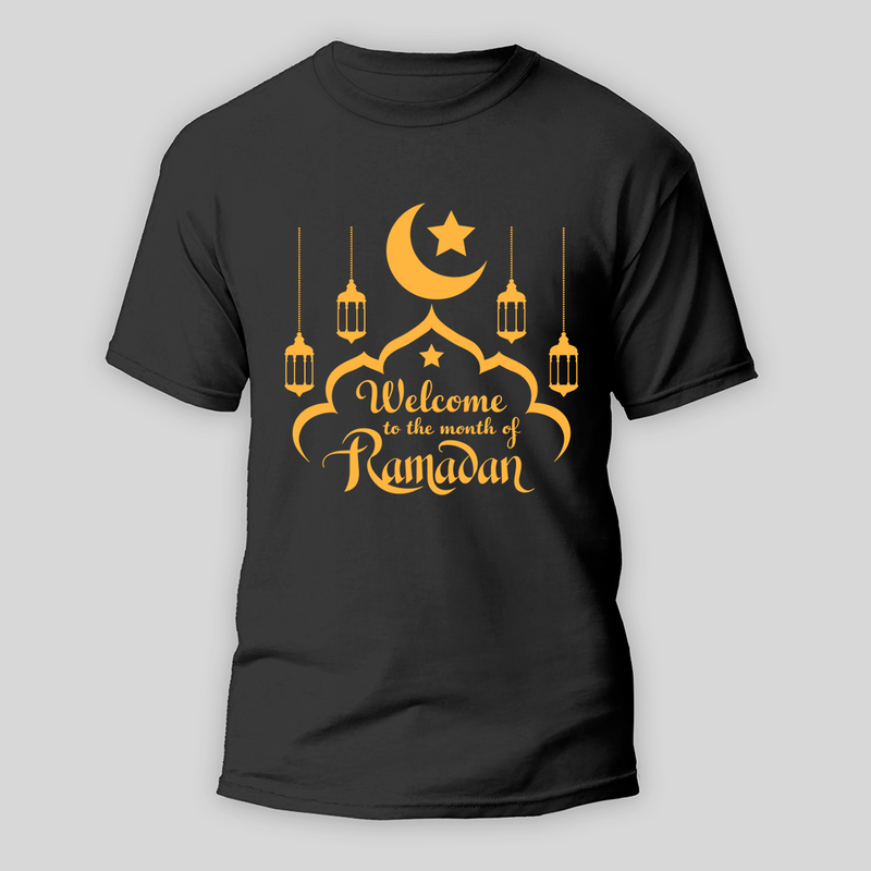 Welcome To The Month Of Ramadan - Spreading Love & Blessings With Our T-Shirt For Adult - BLACK - S (Chest 19")