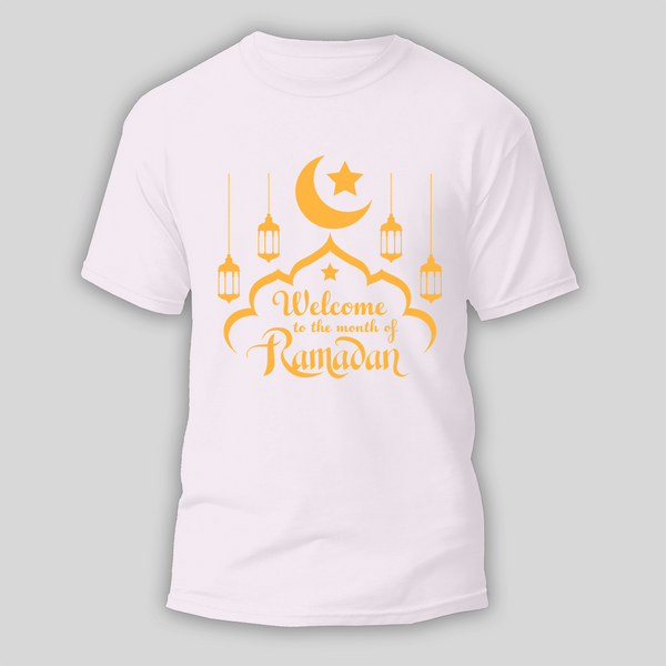 Welcome To The Month Of Ramadan - Spreading Love & Blessings With Our T-Shirt For Adult - WHITE - S (Chest 19")