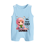 My First EID Girl version Custom Romper Suit - BABY BLUE - 0 - 5 Months Old (Chest 18")