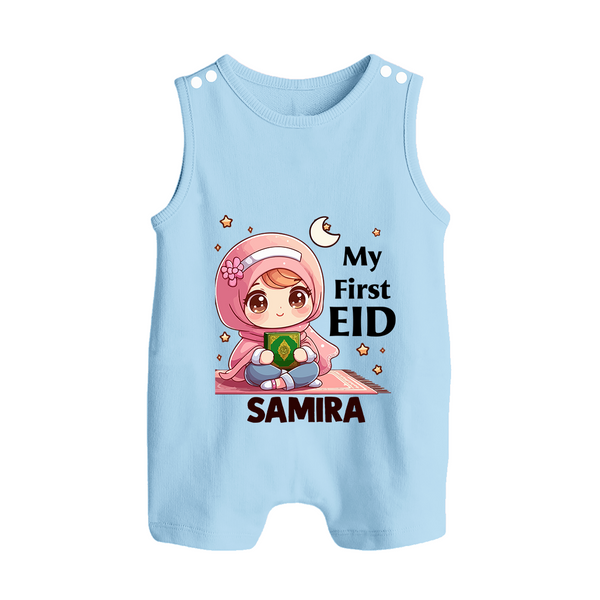 My First EID Girl version Custom Romper Suit - BABY BLUE - 0 - 5 Months Old (Chest 18")