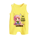My First EID Girl version Custom Romper Suit - PASTEL YELLOW - 0 - 5 Months Old (Chest 18")