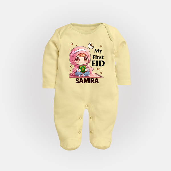 My First EID Girl version Custom Fullbody Suit - PASTEL YELLOW - New Born (Chest 7.5")