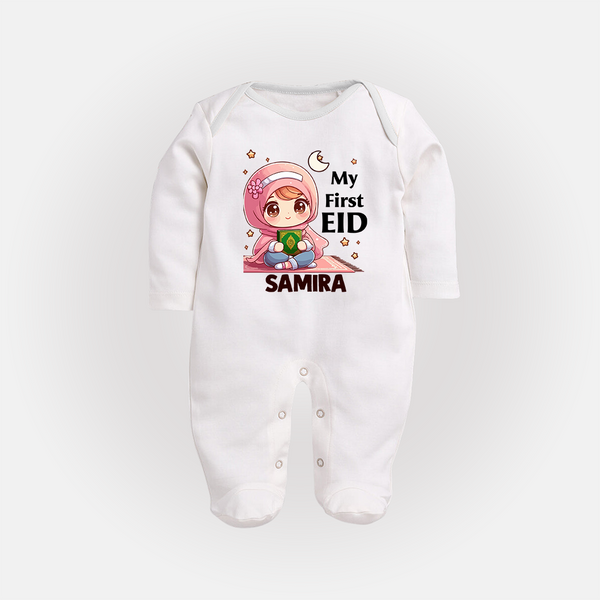 My First EID Girl version Custom Fullbody Suit - WHITE - New Born (Chest 7.5")
