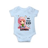 My First EID Girl version Custom Romper - BABY BLUE - New Born (Chest 14")