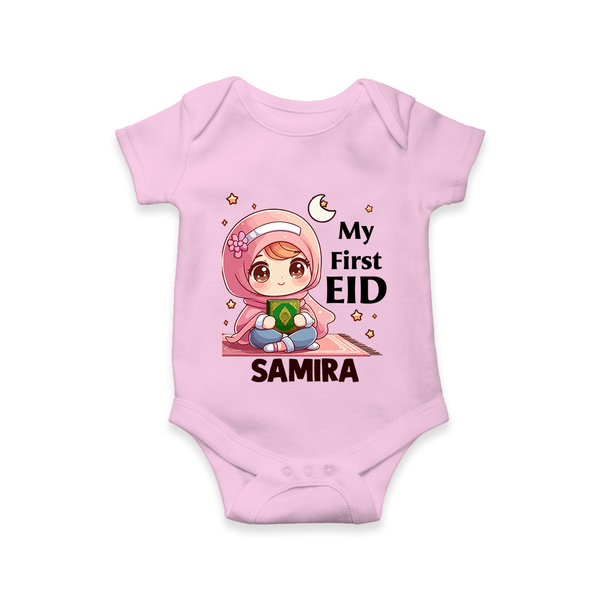 My First EID Girl version Custom Romper - BABY PINK - New Born (Chest 14")