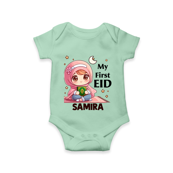 My First EID Girl version Custom Romper - MINT GREEN - New Born (Chest 14")
