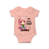 My First EID Girl version Custom Romper - PEACH - New Born (Chest 14")