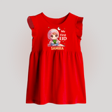 My First EID Girl version Custom Baby Frock - RED - 0 - 3 Months Old (Chest 17")