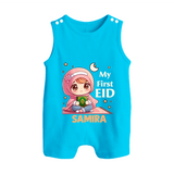 My First EID Girl version Custom Romper Suit - SKY BLUE - 0 - 5 Months Old (Chest 18")