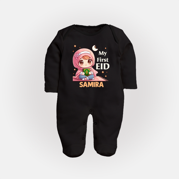 My First EID Girl version Custom Fullbody Suit - BLACK - New Born (Chest 7.5")