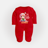 My First EID Girl version Custom Fullbody Suit - RED - New Born (Chest 7.5")