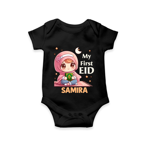 My First EID Girl version Custom Romper - BLACK - New Born (Chest 14")