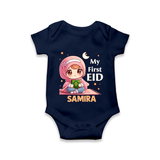 My First EID Girl version Custom Romper - NAVY BLUE - New Born (Chest 14")