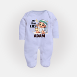 Personalised EID Boy version Fullbody Suit - BABY BLUE - New Born (Chest 7.5")
