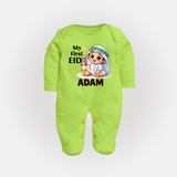 Personalised EID Boy version Fullbody Suit - LIME GREEN - New Born (Chest 7.5")