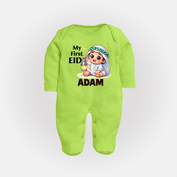 Personalised EID Boy version Fullbody Suit - LIME GREEN - New Born (Chest 7.5")