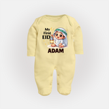 Personalised EID Boy version Fullbody Suit - PASTEL YELLOW - New Born (Chest 7.5")