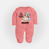 Personalised EID Boy version Fullbody Suit - PEACH - New Born (Chest 7.5")