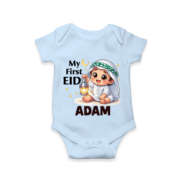 Personalised EID Boy version Romper - BABY BLUE - New Born (Chest 14")