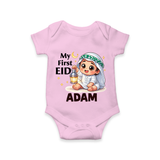 Personalised EID Boy version Romper - BABY PINK - New Born (Chest 14")
